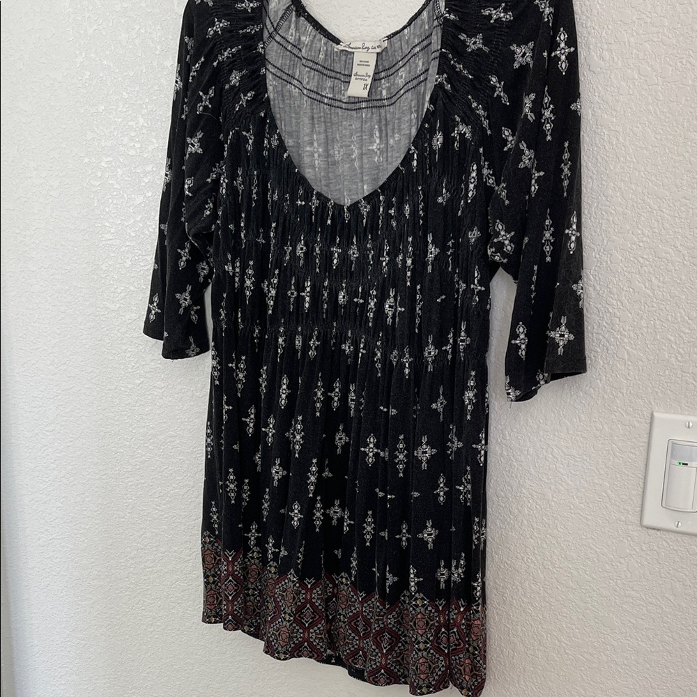 American Rag Black and White Patterned Blouse